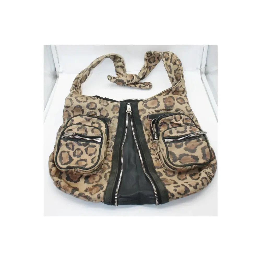 Alexander Wang Distressed Animal Print Luxury Hobo Leather Suede Med Pocketbook